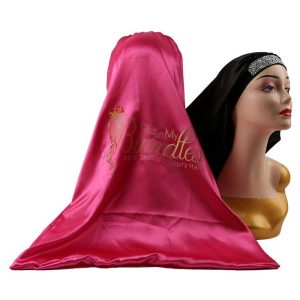 Custom Wide Band Long Satin Bonnets with Rhinestone and Your Logo