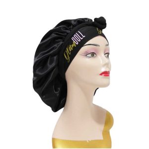 Custom Wide Band Satin Bonnets with Wraps and Your Logo