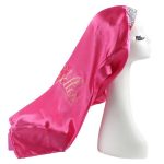 Custom Hot Pink Wide Band Long Satin Bonnets with Rhinestone and Your Logo