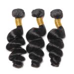 Royal Crown Loose Wave Natural Black Single Drawn Bundles with Closure or Frontal