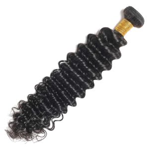 Royal Crown Deep Wave Natural Black Single Drawn Human Hair Bundles