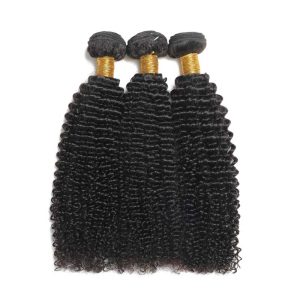 Royal Crown Jerry Curl Natural Black Single Drawn Bundles with Closure or Frontal